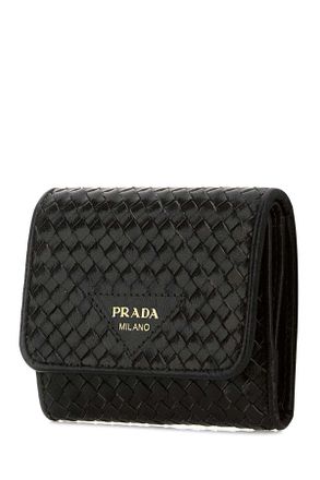 Prada Womens Black Leather Wallet Nero Portafogli