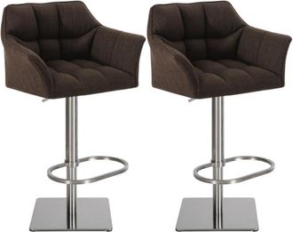 Clp Clp - Lote De 2 Taburetes De Bar Damaso Funda De Tela Acero Inoxidable Marr&oacute;n