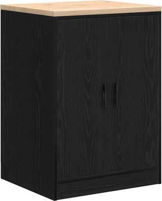 vidaXL Vidaxl Armadietto Da Garage Nero 60x51x85 Cm In Legno Massello Di