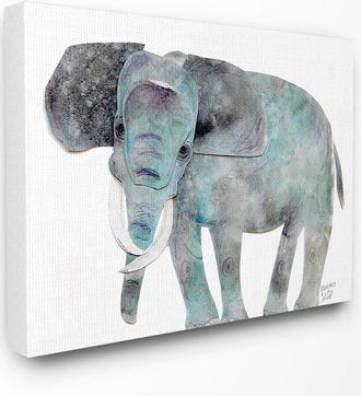 Stupell Industries Watercolor Cutout Collage Elephant By Marley Ungaro Canvas Art