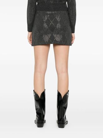 Alexander Wang argyle-motif A-line mini skirt - women - Wool/Polyamide/Elastane - M - Grey