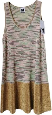 Missoni M Green, Pink & Gold Knitted Skater Dress Size XS