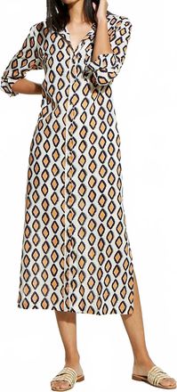 Nic+Zoe Button Front Dress In Orange Multi
