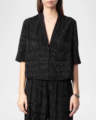 Zadig&Voltaire Telmos Manifesto Silk Blouse