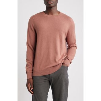 Nordstrom Crewneck Cotton & Cashmere Sweater in Brown Cognac at Nordstrom, Size Xx-Large