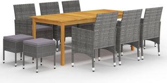 vidaXL Juego De Comedor De Jard&iacute;n De 11 Piezas Gris Vidaxl