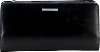 Piquadro Accessoires, Dames, Zwart, ONE Size, Leer, Blauwe Vierkante Rfid Portemonnee