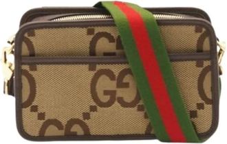 Gucci Pre-owned Cross Body Bags, female, Beige, Size: ONE SIZE Pre-owned Vintage Canvas Shoulder Bag