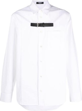 Versace buckle-detail cotton shirt - men - Lamb Skin/Cotton - 62 - White