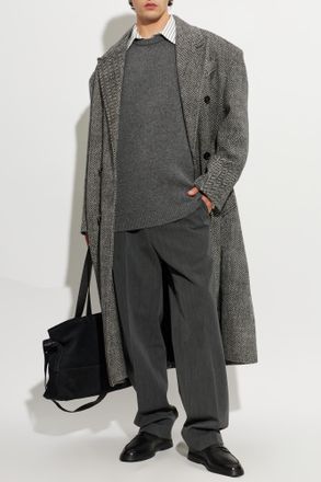Ami Wool Coat With A Single Vent, Mens, Grey