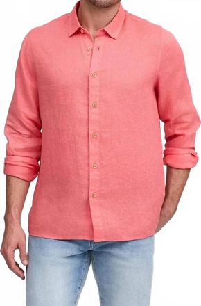 Raffi Brayden Long Sleeve Linen Shirt In Red