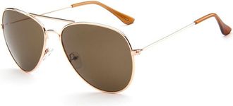 Generic Metallic Round Large Frame Sunglasses Mens And Womens UV400 Outdoor Vacation Commuting Sports Sun Glasses(Brown)