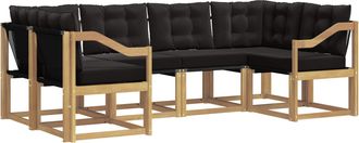 vidaXL Conjunto De Sof&aacute;s De Exterior 6 Uds. Blanco Y Negro Vidaxl
