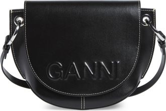 Ganni Banner Recycled Leather Saddle Bag in Black at Nordstrom
