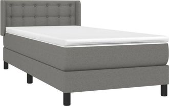 vidaXL Cama Box Spring Con Colch&oacute;n Tela Gris Oscuro 90x190 Cm Vidaxl