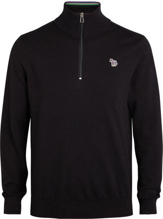 Paul Smith Appliquéd Half-zip Cotton Jumper - Black - XL