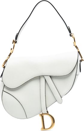 Dior Pre-owned Womens Grained Calfskin Saddle Bag - White Leather - One Size