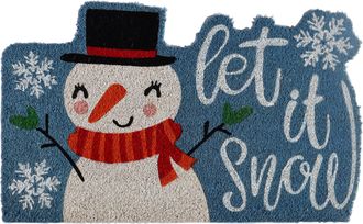 Imports Decor Let It Snow Coir Door Mat, Snowman Winter Coconut Fiber Doormat with Non-Slip PVC Backing, Christmas Holiday Indoor Outdoor Entryway Rug