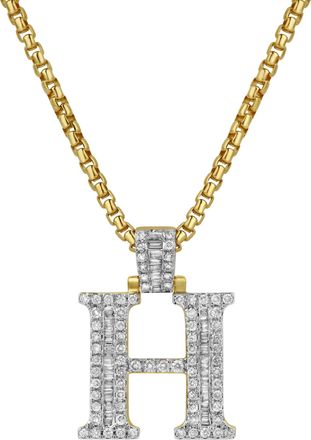 LuvMyJewelry H Initial Diamond Pendant 10K Yellow Gold - 0.95 Carats