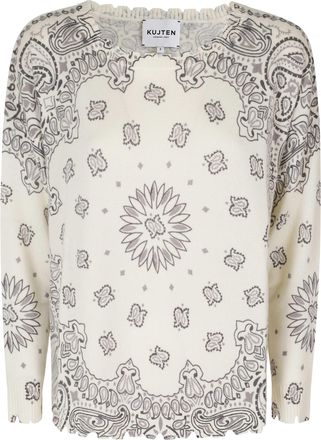 Kujten Blanc Gris Bandana Print Cashmere Sweater