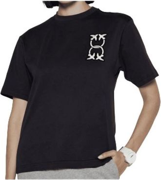 Pinko Camt Logo Bordado T-shirt - Dames - T-shirts - Blauw - XS - Katoen - Tops