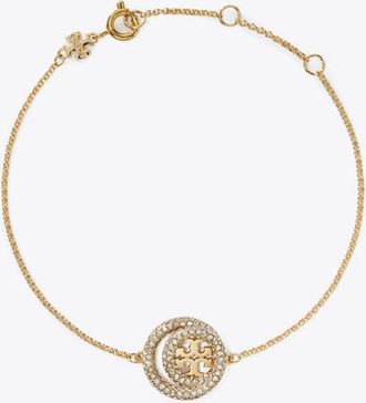 Tory Burch Womens Icon Pavé Double Ring Bracelet, One Size