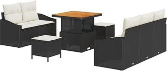 vidaXL Garden Sofa Set with Cushion with Storage 8 pcs Black and Cream vidaXL