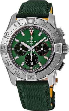 Breitling Avenger B01 Chronograph 42 Automatic Green Dial Leather Strap Mens Watch AB0146101L1X1