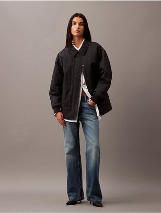 Calvin Klein Womens Crushed Nylon Bomber Jacket - Navy - XS