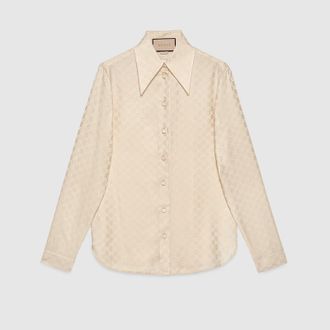 Gucci GG Silk Crepe Shirt, Neutral