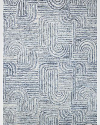 Exquisite Rugs Juno Hand-Tufted Blue/Ivory Rug, 5 x 8