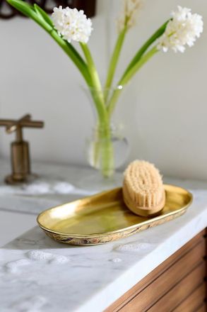 Anthropologie Mckay Patterned Metal Bath Tray