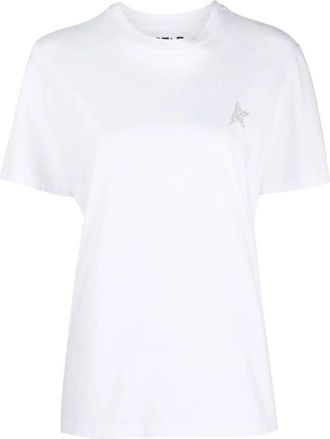 Golden Goose Witte T-shirt met Logoprint - Dames - T-shirts - Wit - L - Katoen - Tops