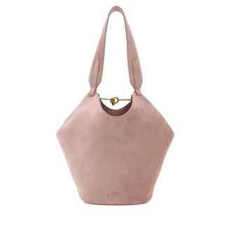 Khaite Pink Suede Mini Lotus Shoulder Bag Dustypink Baby Calfskin Borse A Mano