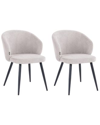 Beliani Set Di 2 Sedie Imbottite Senza Braccioli Base In Metallo Bianco Sporco Moundville