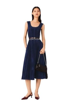 Maje Velvet maxi dress in Navy at Nordstrom, Size 40 Eu