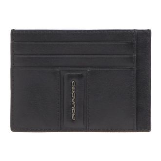 Piquadro Accessoires, Heren, Zwart, ONE Size, Leer, Slanke lederen kaarthouder met 6 vakken en RFID-bescherming