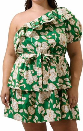 Sugarlips Lucena Floral Irene One Shoulder Mini Dress Curve In Green Multi