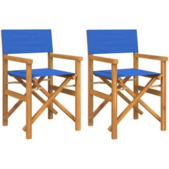 vidaXL Vidaxl - Sedie da Regista Pieghevoli 2 pz Blu in Legno Massello di Teak