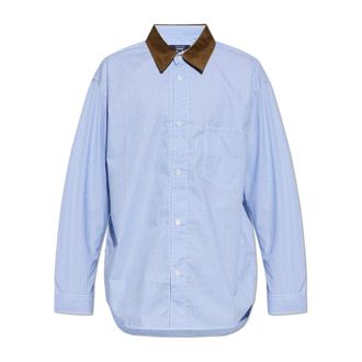 Comme Des Gar&ccedil;ons Casual Shirts, male, Blue, Size: L Corduroy Collar Shirt