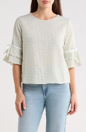 Forgotten Grace Seersucker Top in Sage/White at Nordstrom Rack, Size X-Large