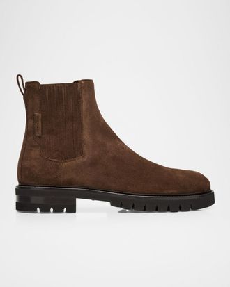 Ferragamo Men & apos;s Asphalt Suede Chelsea Boots