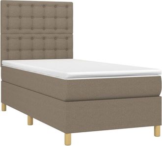 vidaXL Vidaxl - Cama Box Spring Colch&oacute;n Y Luces Led Tela Gris Taupe 90x190 Cm
