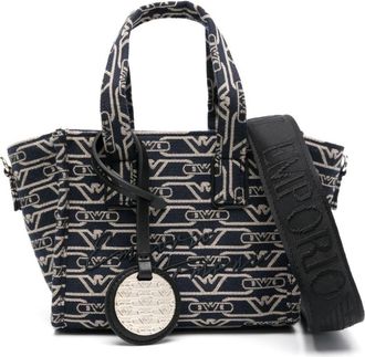 Emporio Armani Navy Blue Logo-embroidered Tote Bag