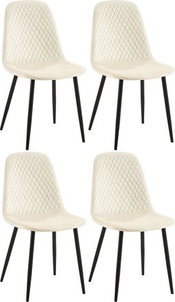 Clp Clp - Set De 4 Sillas De Comedor Giverny En Tela O Terciopelo Crema Terciopelo