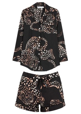 Desmond & Dempsey The Jag Printed Cotton Pyjama set - Navy - XL