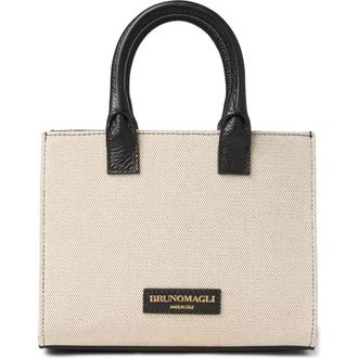 Bruno Magli Gia Top Handle Tote Bag in Black/White at Nordstrom Rack