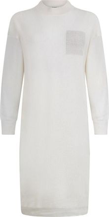 PESERICO Lange Gebreide Jurk - Dames - Kleedjes - Wit - 2XL - Wol - Kleedjes