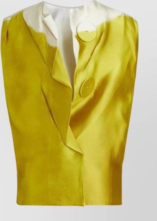 Prada sleeveless asymmetric satin button top