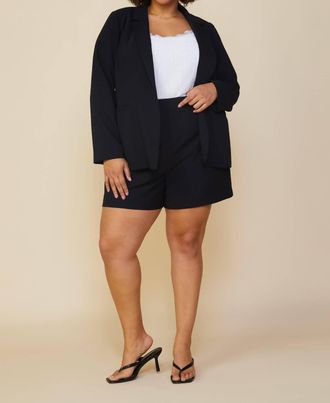 Skies Are Blue Clothing Plus Size Long Sleeve Open Blazer In Black